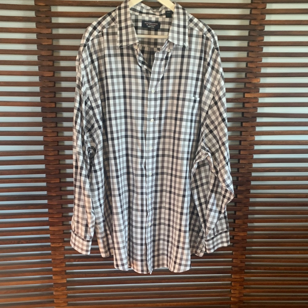 Roundtree & Yorke Button-Up Shirt - Gray & White